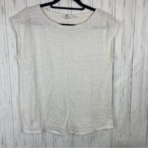 Anthropologie Boden 100% linen cream braided top
